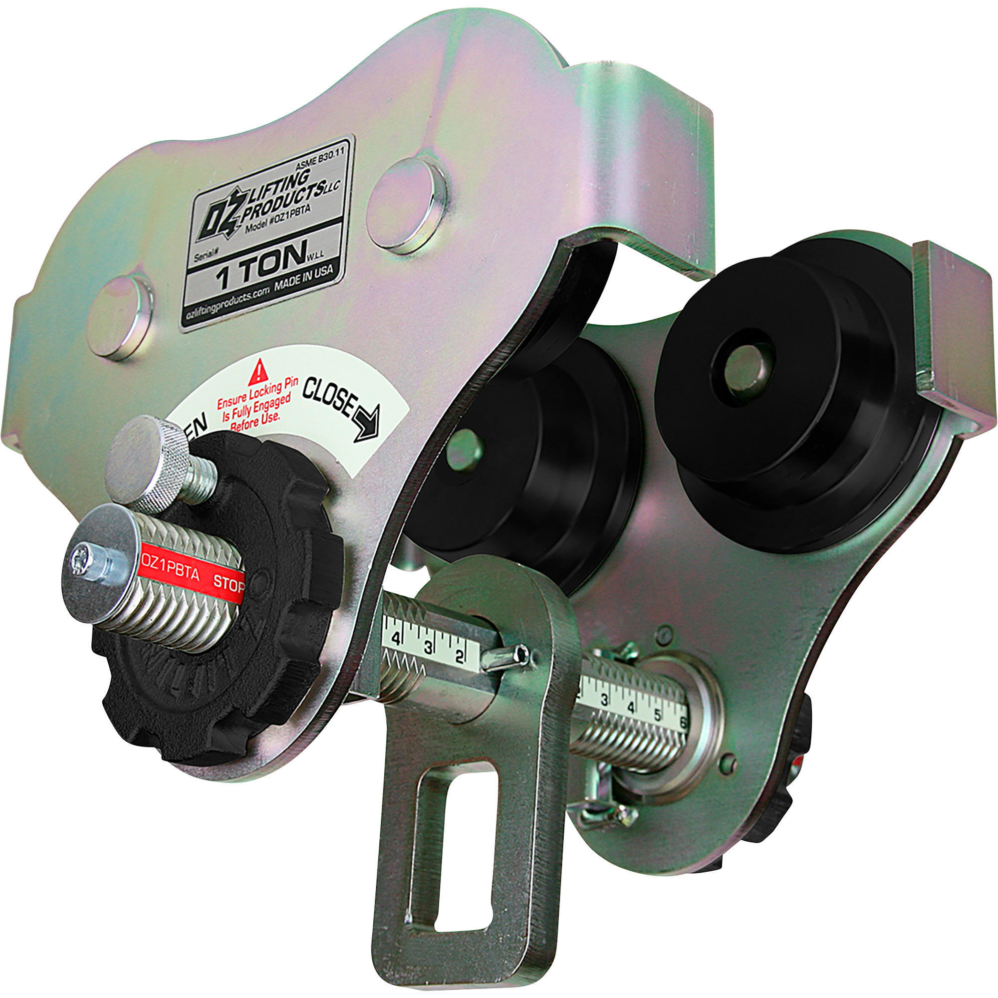 OZ Lifting Products Manual Plain Trolley, 2-Ton Capacity, 3.75-8in. Flange Width, Model# OZ2PBTA